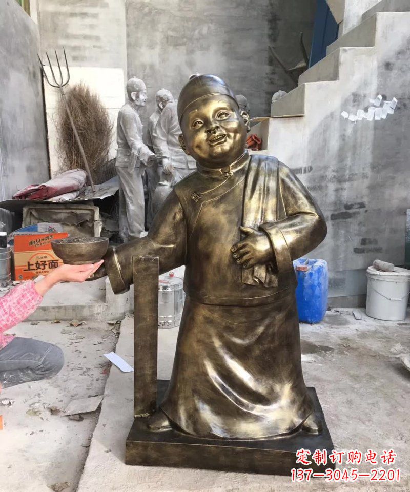 安徽店小二人物铜雕 (2)