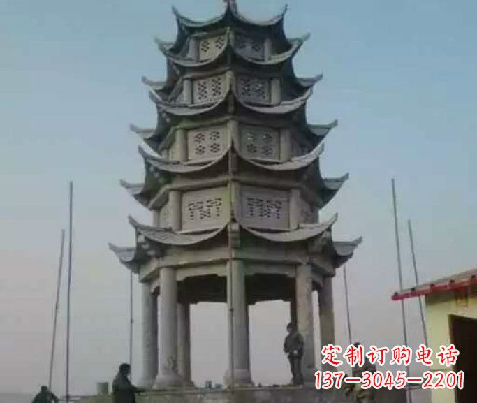 安徽精美绝伦的多层凉亭石雕