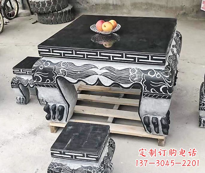 安徽中领雕塑方形仿古石桌凳