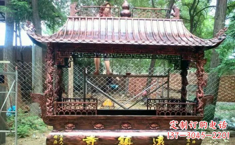安徽方形寺庙香炉铜雕 (4)