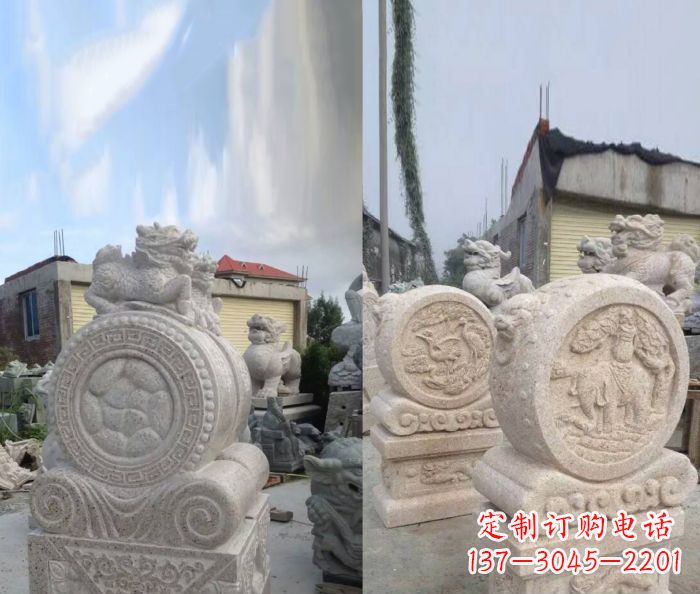 安徽仿古抱鼓石镇宅石门墩 (2)