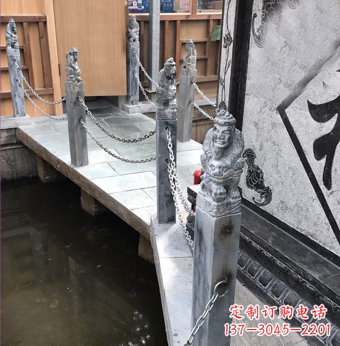 安徽典雅传统的仿古胡人拴马石栏杆雕塑