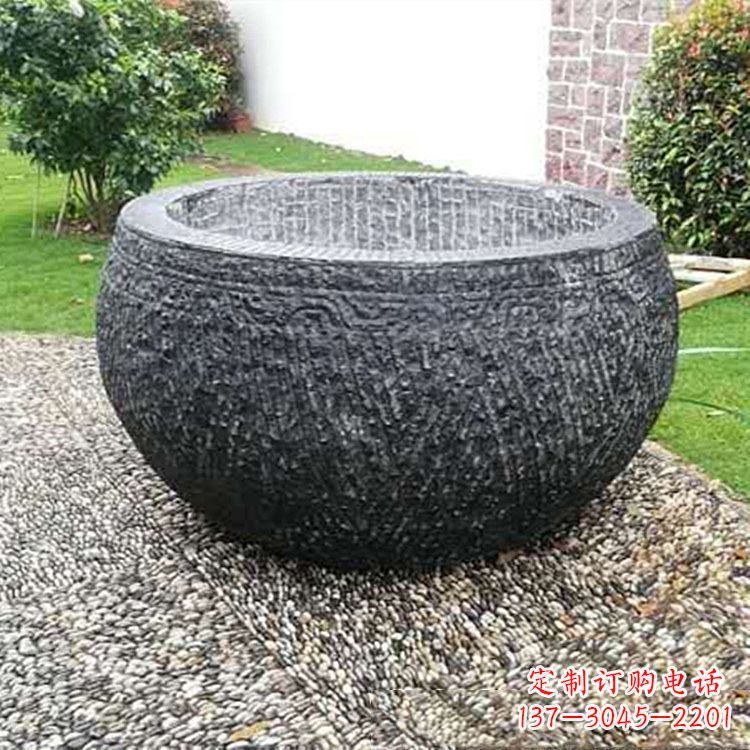 安徽仿古石雕水缸，精雕细琢别具一格