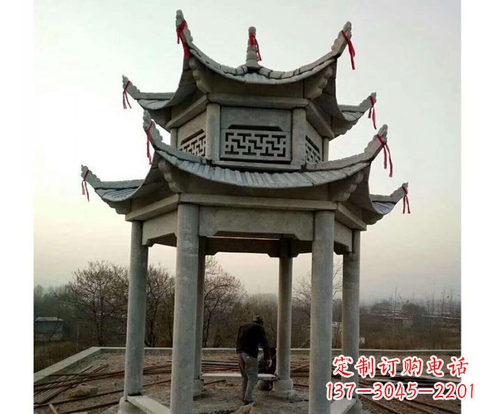 安徽仿古双层石雕凉亭