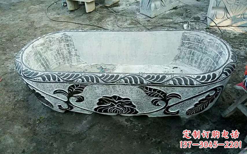 安徽风格独特的仿古石头水缸雕塑