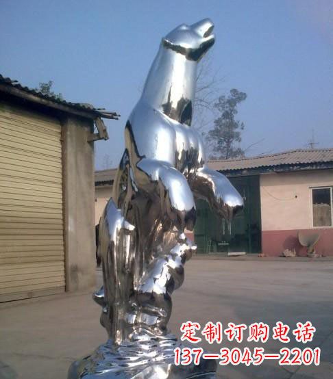 安徽公园不锈钢抽象北极熊动物雕塑