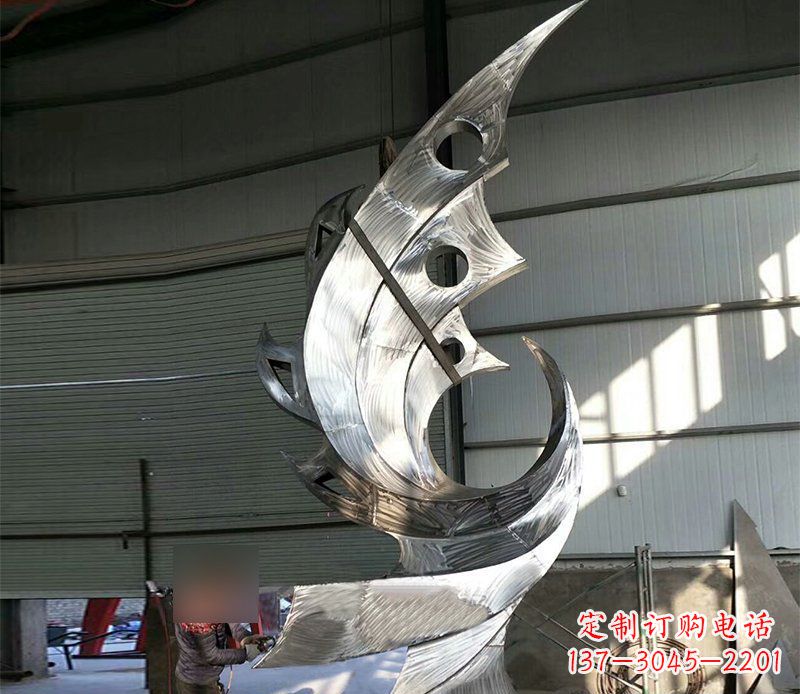 安徽公园不锈钢抽象凤凰景观雕塑 (3)