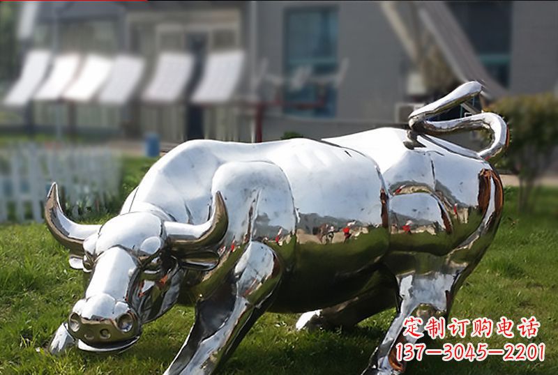 安徽精致美观的高端不锈钢动物牛雕塑