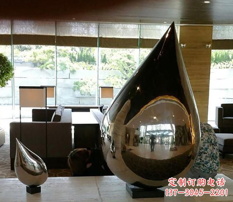 安徽公园不锈钢水滴球景观雕塑