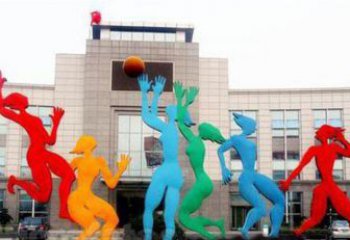 安徽激情运动的写照不锈钢女孩打篮球雕塑