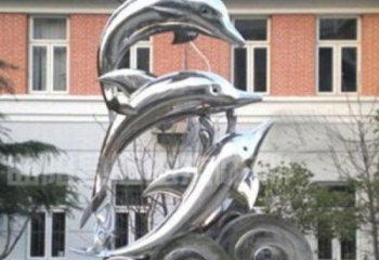 安徽跳跃海豚海浪不锈钢雕塑