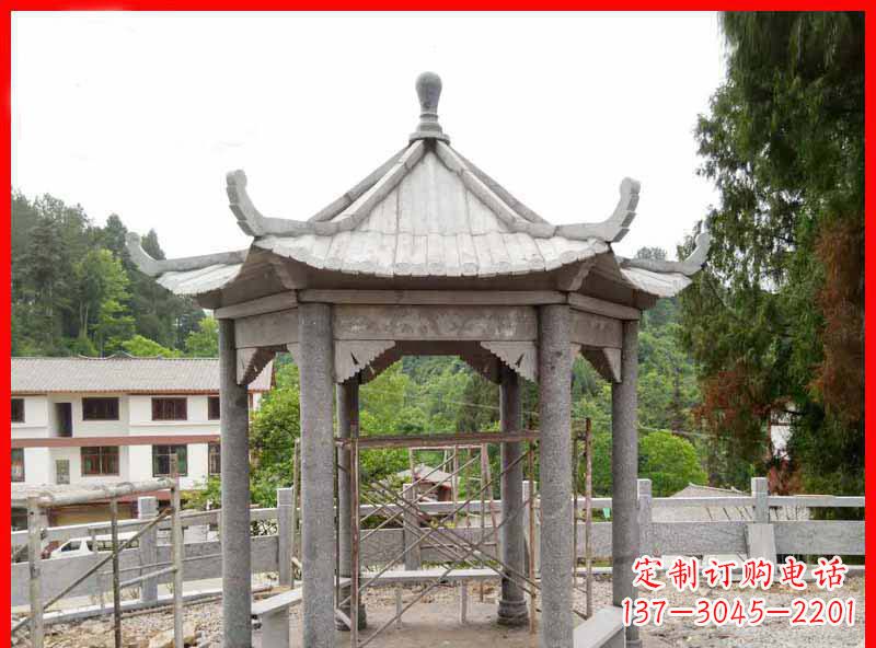 安徽精美大理石六角石凉亭雕塑