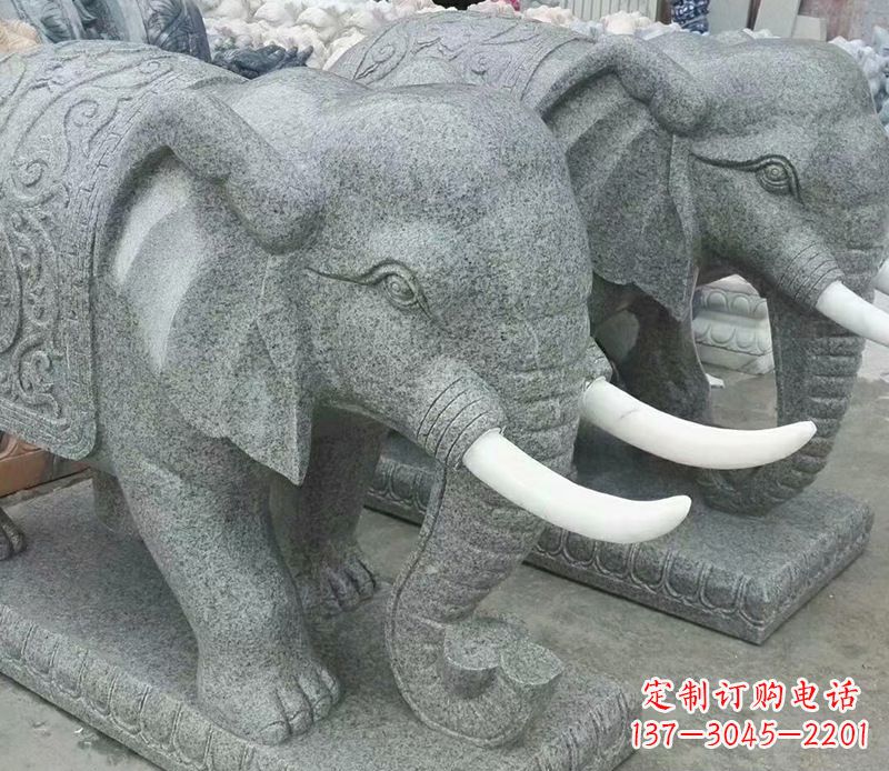 安徽公园动物大理石大象石雕 (6)