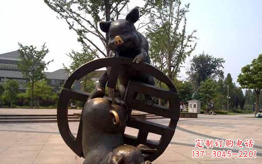 安徽中领雕塑——动物猪铜雕