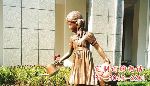 安徽可爱的公园小女孩铜雕