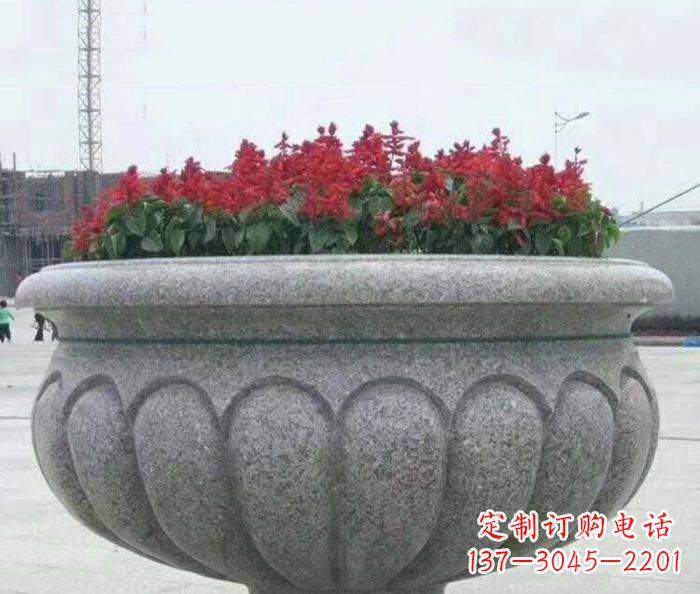 安徽公园景观大理石花盆石雕 (5)