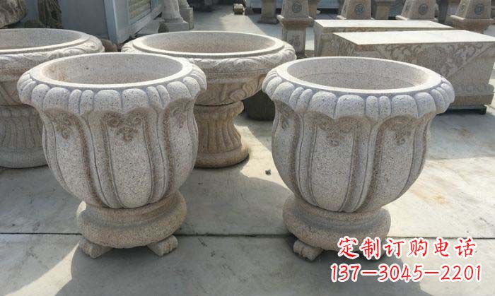 安徽公园景观大理石花盆石雕 (4)