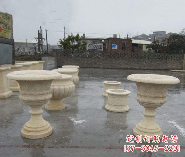 安徽公园景观大理石花盆石雕 (8)