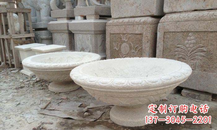 安徽细腻雅致的大理石花盆石雕