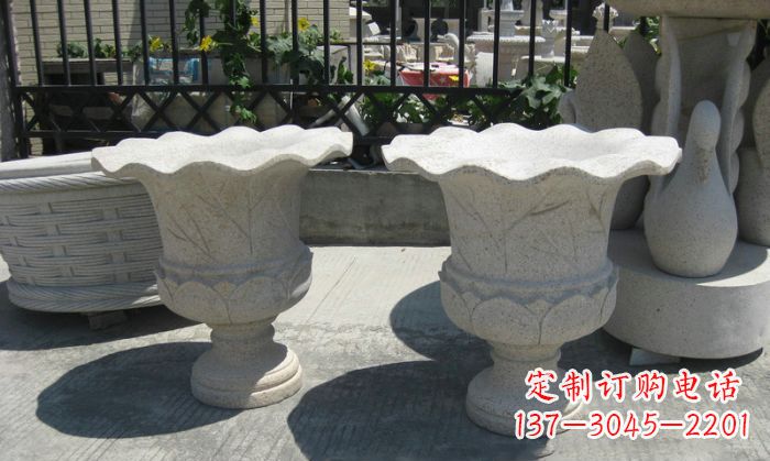 安徽公园景观大理石花盆石雕 (11)