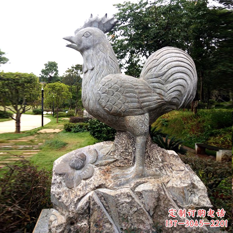安徽公园园林石雕酉鸡生肖动物景观雕塑