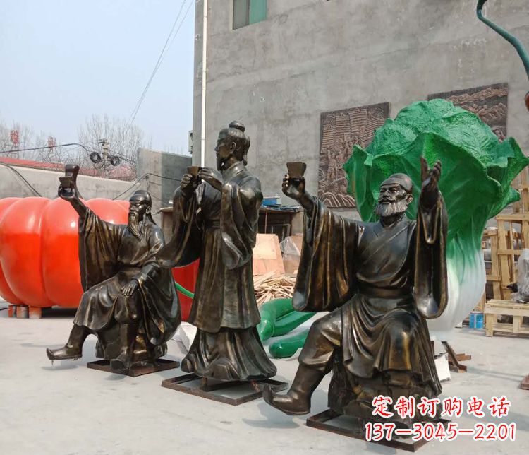 安徽古代名人刘关张三结义铜雕