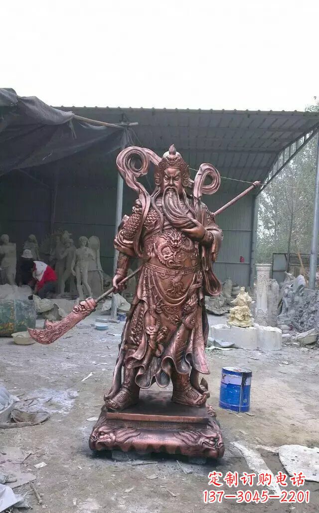 安徽精美关公红铜雕塑