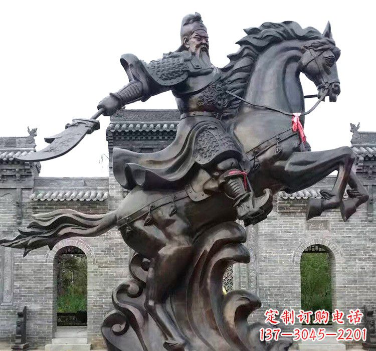 安徽精致细腻的关公骑马雕塑