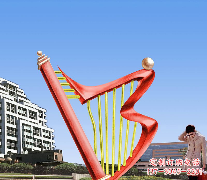 安徽精美不锈钢竖琴雕塑