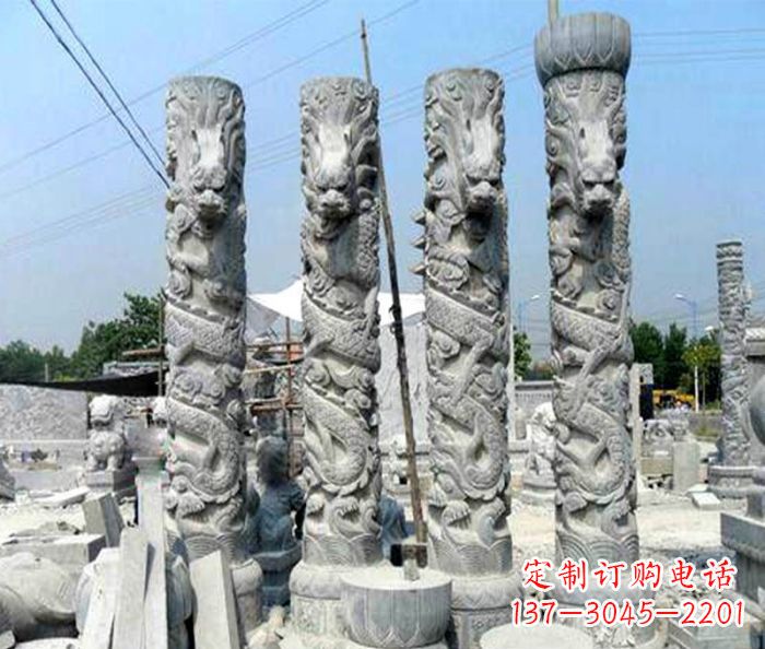 安徽广场景观大理石龙柱石雕 (4)