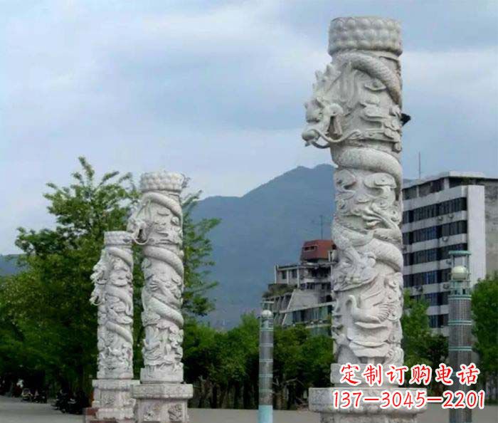 安徽广场景观大理石龙柱石雕 (3)