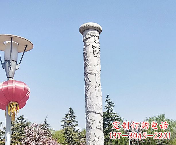 安徽广场景观大理石龙柱石雕 (6)