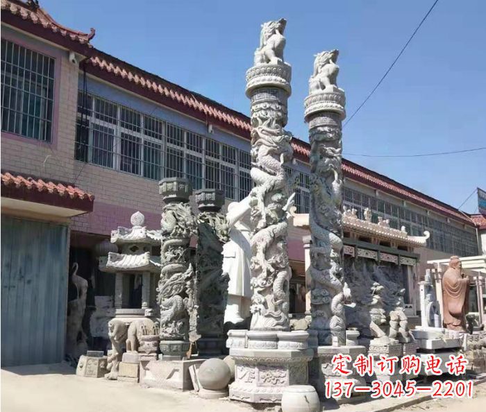 安徽广场景观大理石龙柱石雕_1