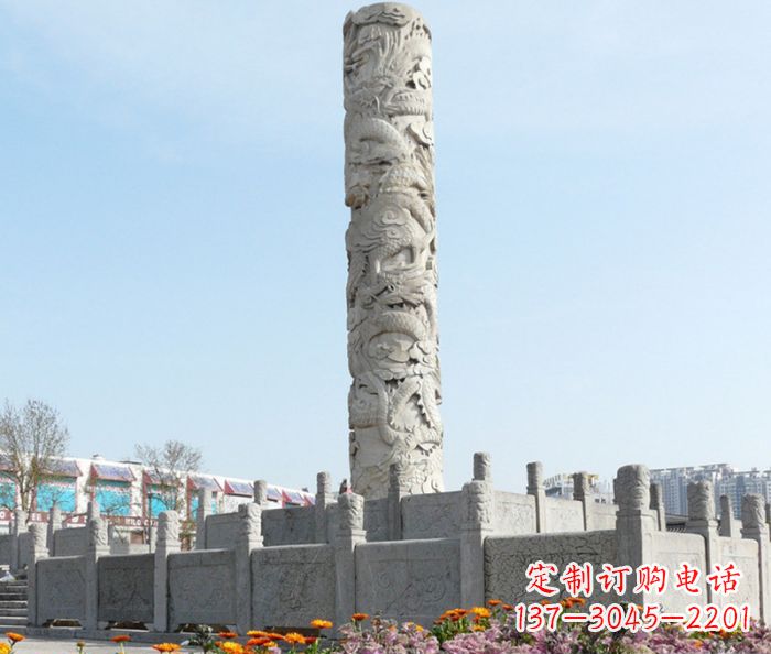 安徽广场景观大理石龙柱石雕_1 (2)