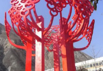 安徽不锈钢心形树叶大树雕塑，展示爱与生命