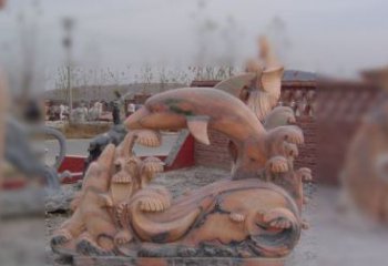 安徽海豚海浪石雕，精美艺术品