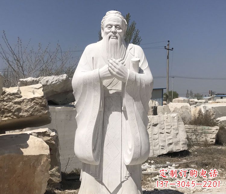 安徽汉白玉孔子行教像学校古代名人石雕