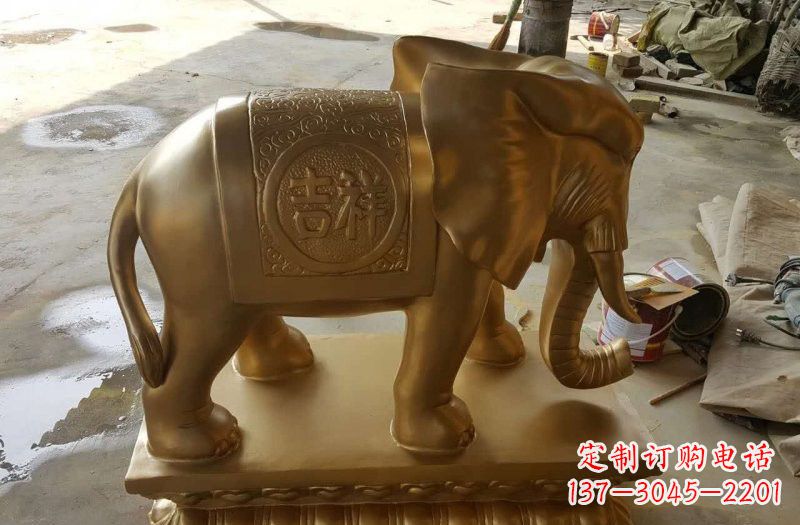 安徽湖南玻璃钢仿铜大象案例