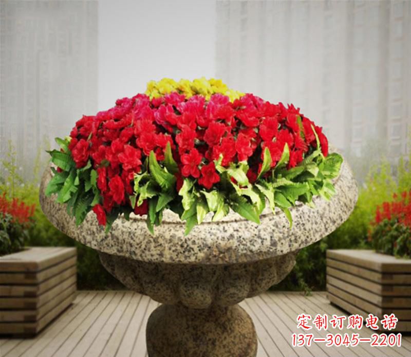 安徽花岗岩小区景观花盆雕塑