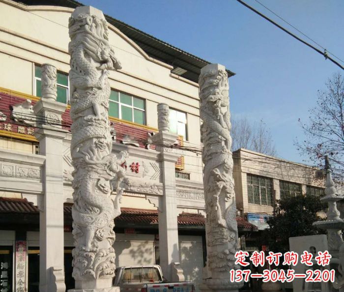 安徽景区大理石龙柱石雕 (2)