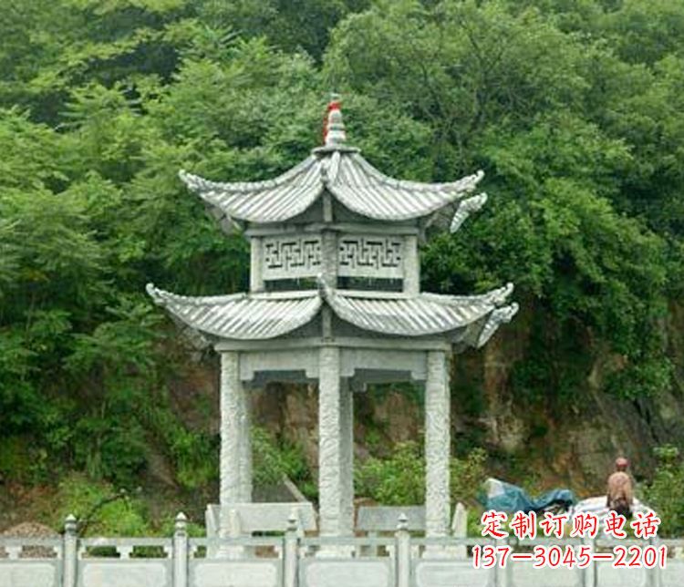 安徽景区仿古双层石凉亭石雕
