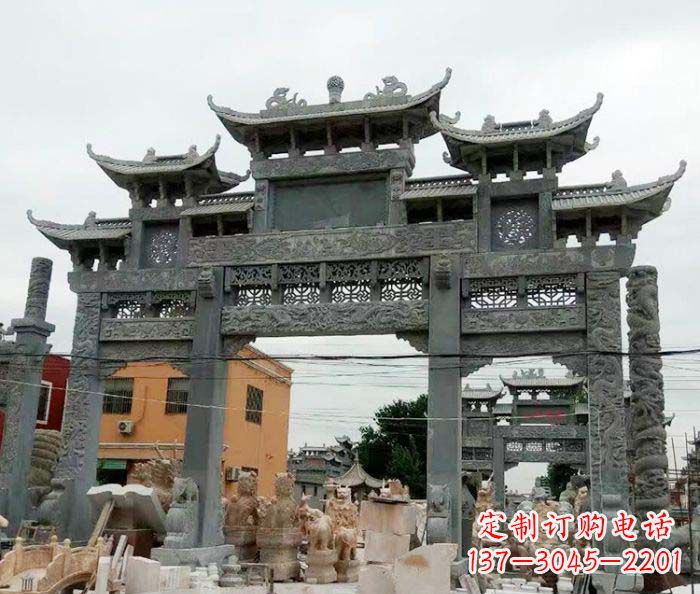 安徽石雕牌坊,精致雕塑让你完美点缀