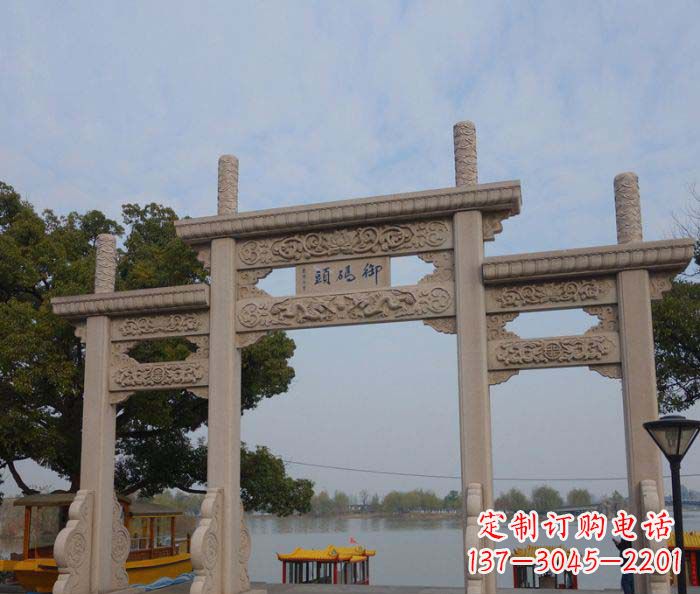 安徽景区三门古典牌坊石雕