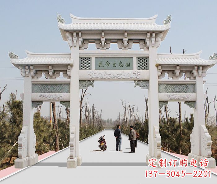 安徽景区三门牌坊石雕 (11)
