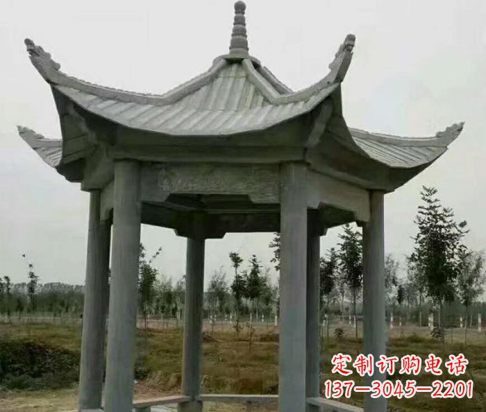 安徽精美六角石凉亭雕塑