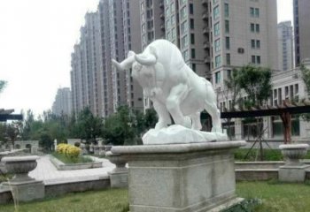 安徽汉白玉开荒牛小区园林动物石雕