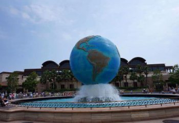 安徽视觉奇景，不锈钢水景喷泉地球仪雕塑