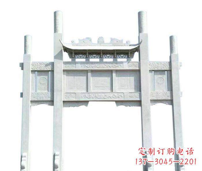 安徽三门石雕牌坊定制精美牌坊雕塑
