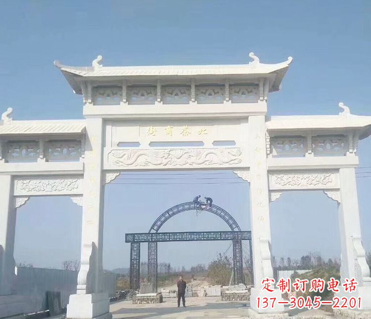 安徽石牌坊三门牌坊石雕 (4)