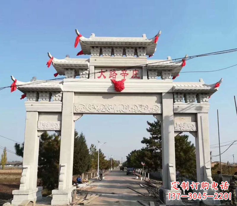 安徽石牌坊三门牌坊石雕 (3)